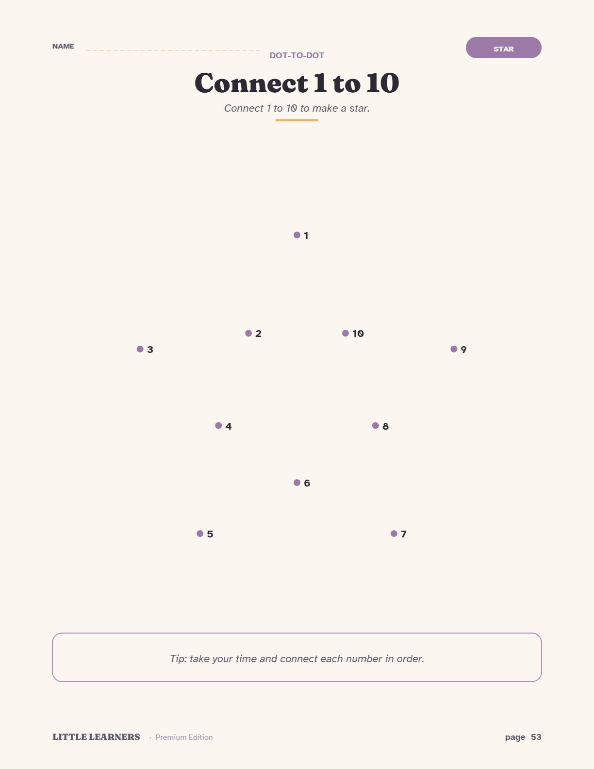 Sample page from Kindertally pack — coloring activity