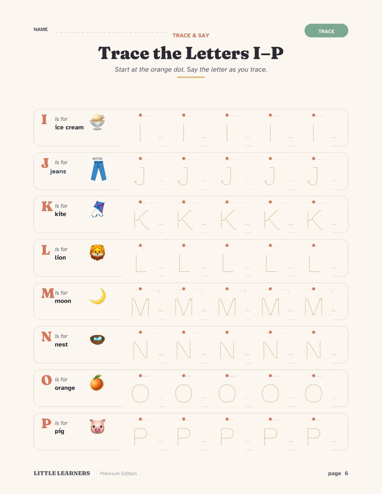 Sample page from Kindertally pack — letter activity